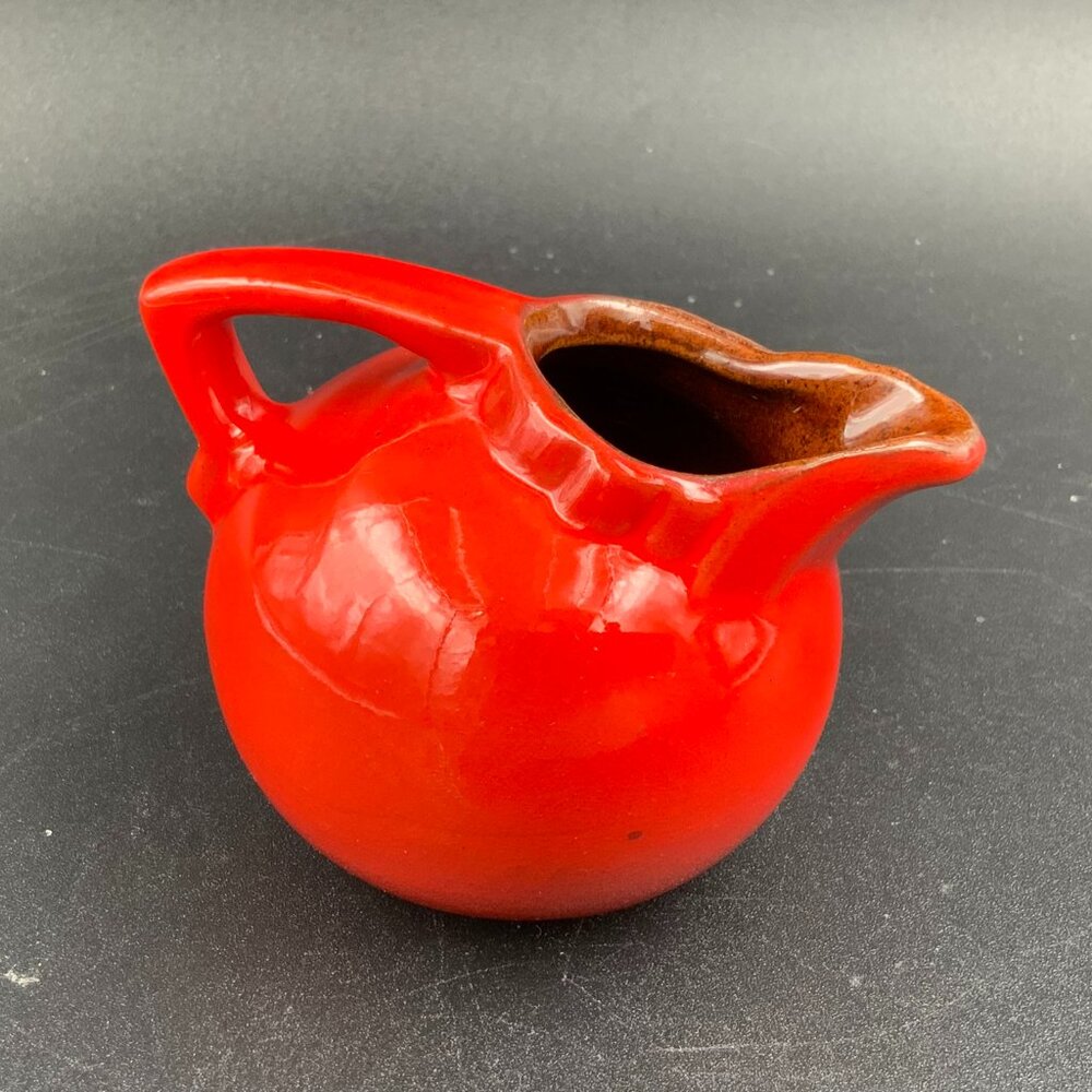 Vintage Frankoma Art Pottery Red Mini Ball Creamer Pitcher #553